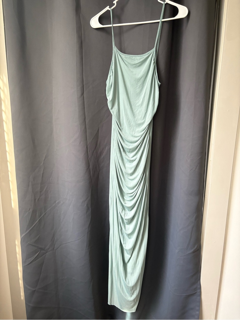 Mint Green Ruched bodycon Dress - Sleeveless Maxi